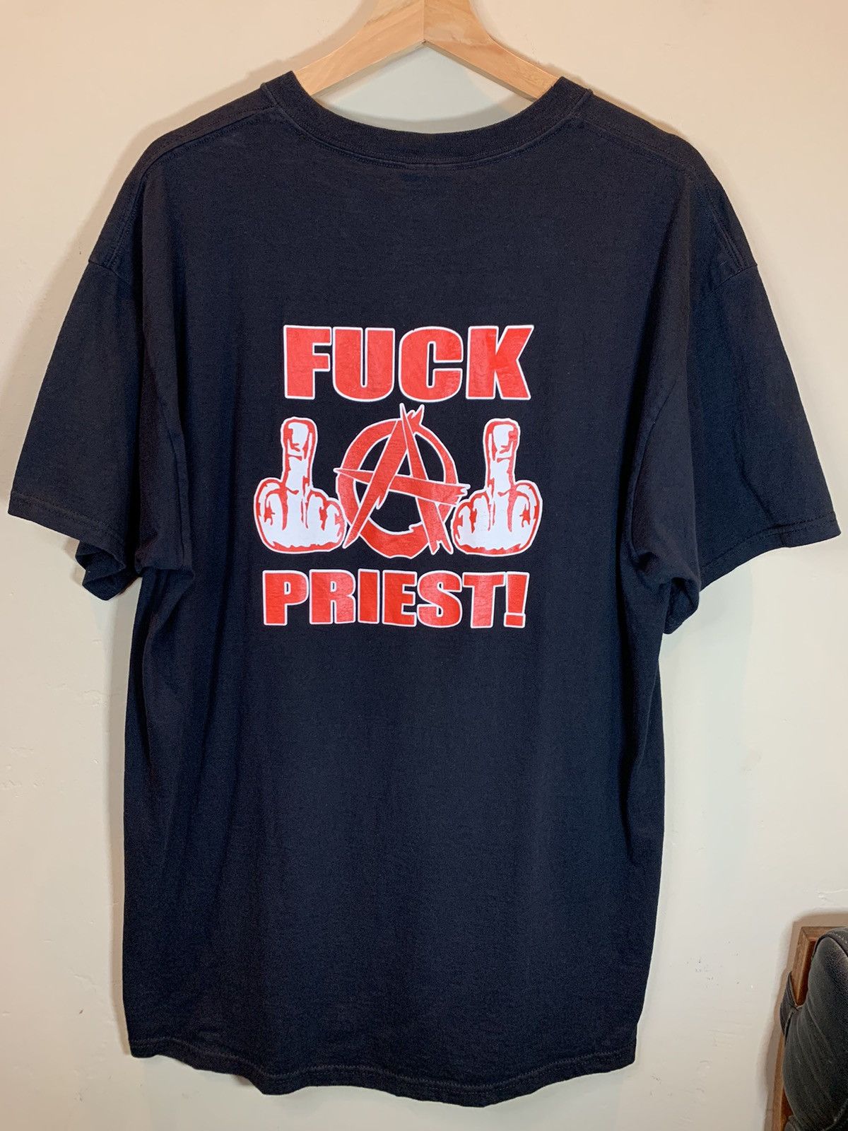 Vintage RARE* Vintage 90’s Save A Child Fuck A Priest! Anarchy Shirt Size US XL / EU 56 / 4 - 1 Thumbnail