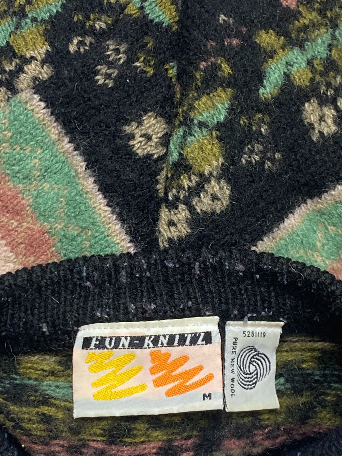 Vintage 80s Vintage Fun Knitz Wool Crazy Pattern Flowers Sweater Size US S / EU 44-46 / 1 - 4 Thumbnail