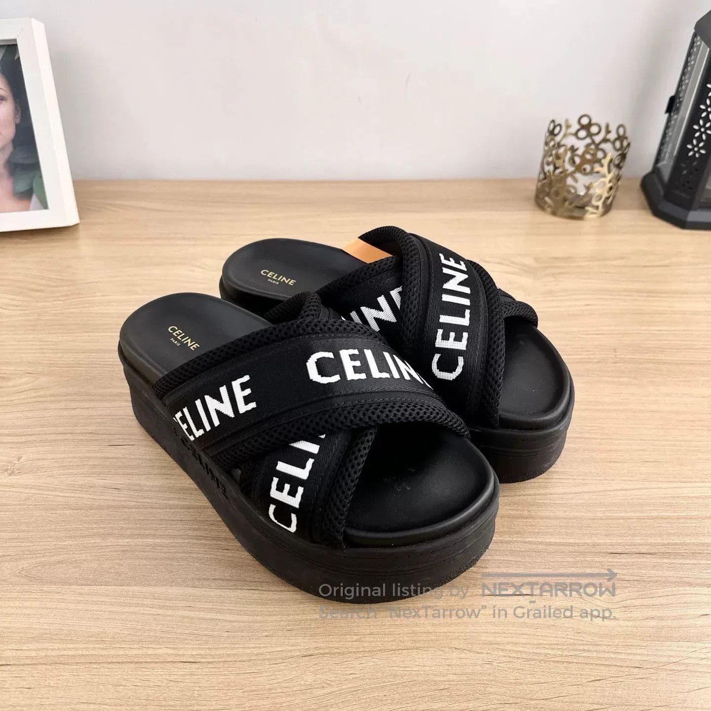 Celine Celine Triomphe Black Platform Slides. Size US 5 / IT 35 - 8 Thumbnail
