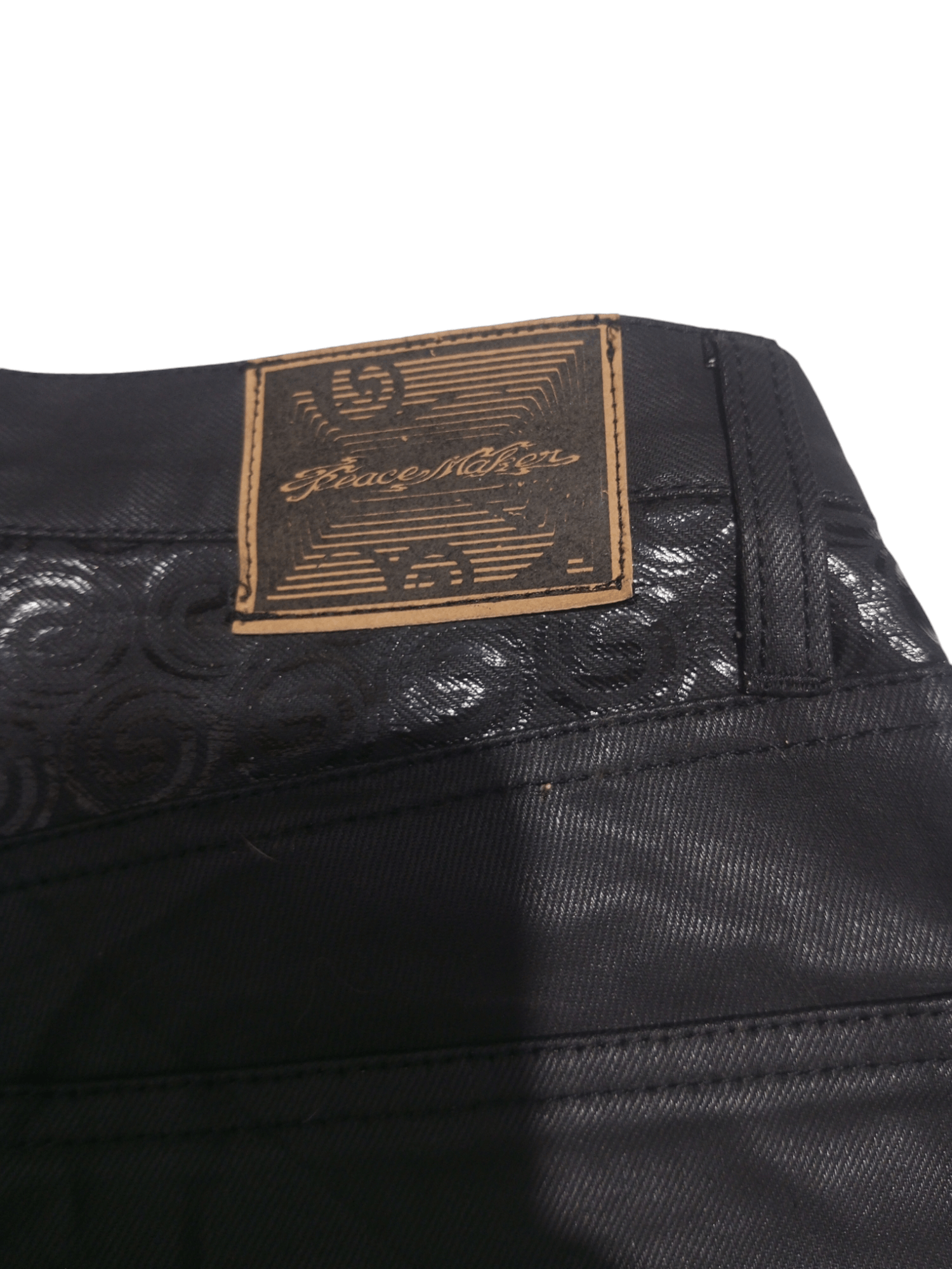 20471120 Vintage peacemaker tribal black on black wax denim Size US 29 - 12 Thumbnail