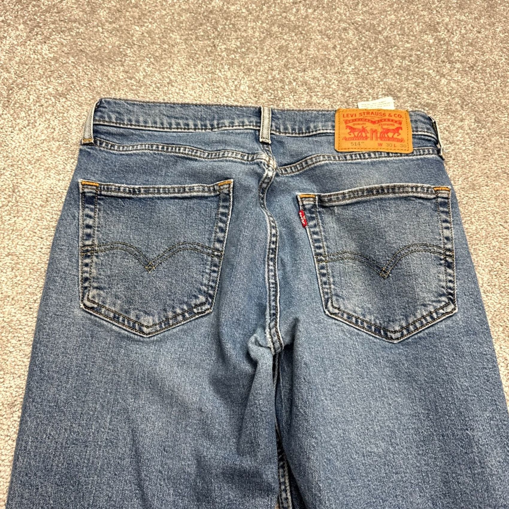 Levi's Levi's 514 Jeans Mens 30x30 Blue Medium Wash Denim Cotton Straight Regular 5-Pocket Logo Zipper Button Size US 30 / EU 46 - 5 Thumbnail