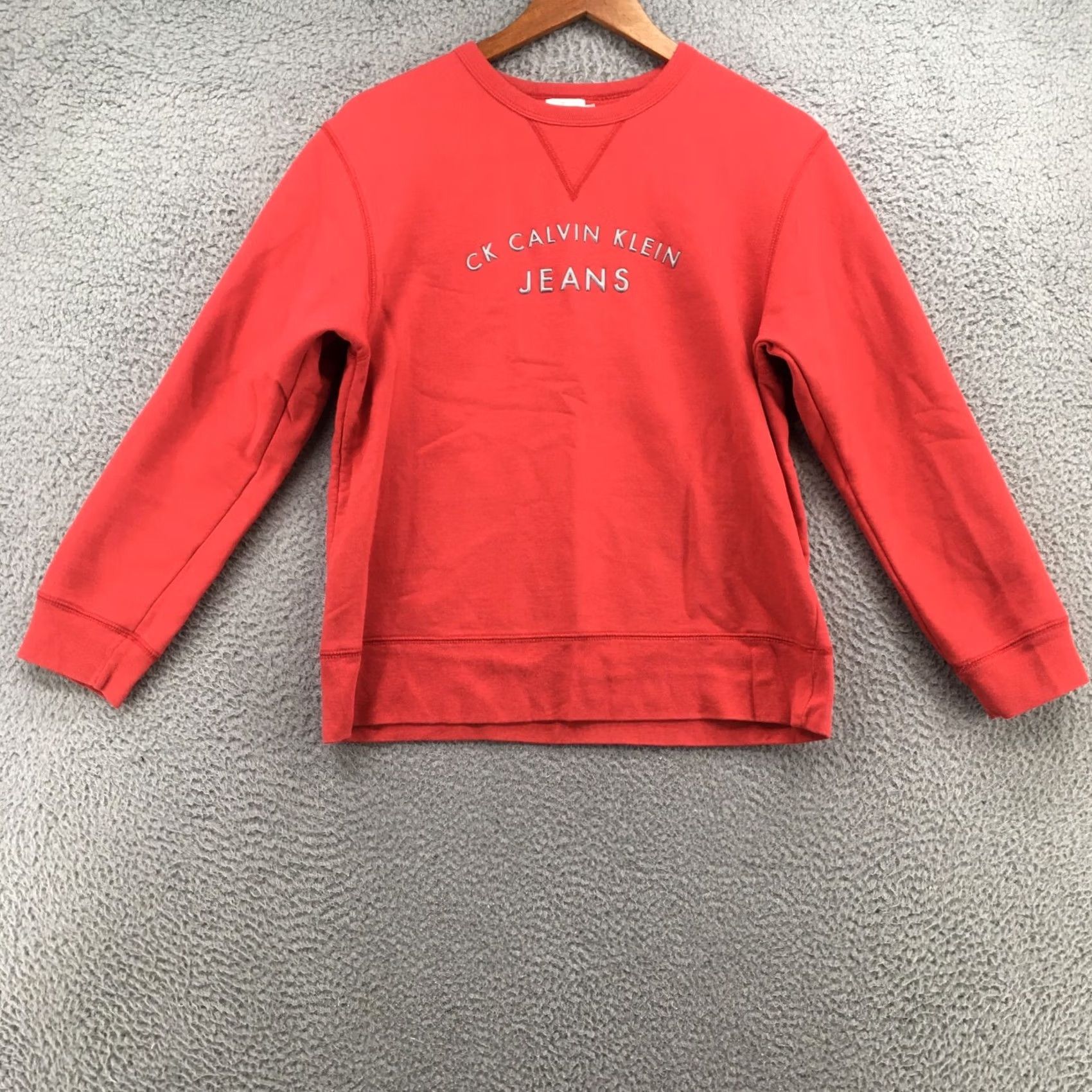 Calvin Klein Calvin Klein Sweatshirt Crew Neck Pullover Red Lined Fleece Mens S Long Sleeve Vintage No Size US S / EU 44-46 / 1 - 2 Thumbnail