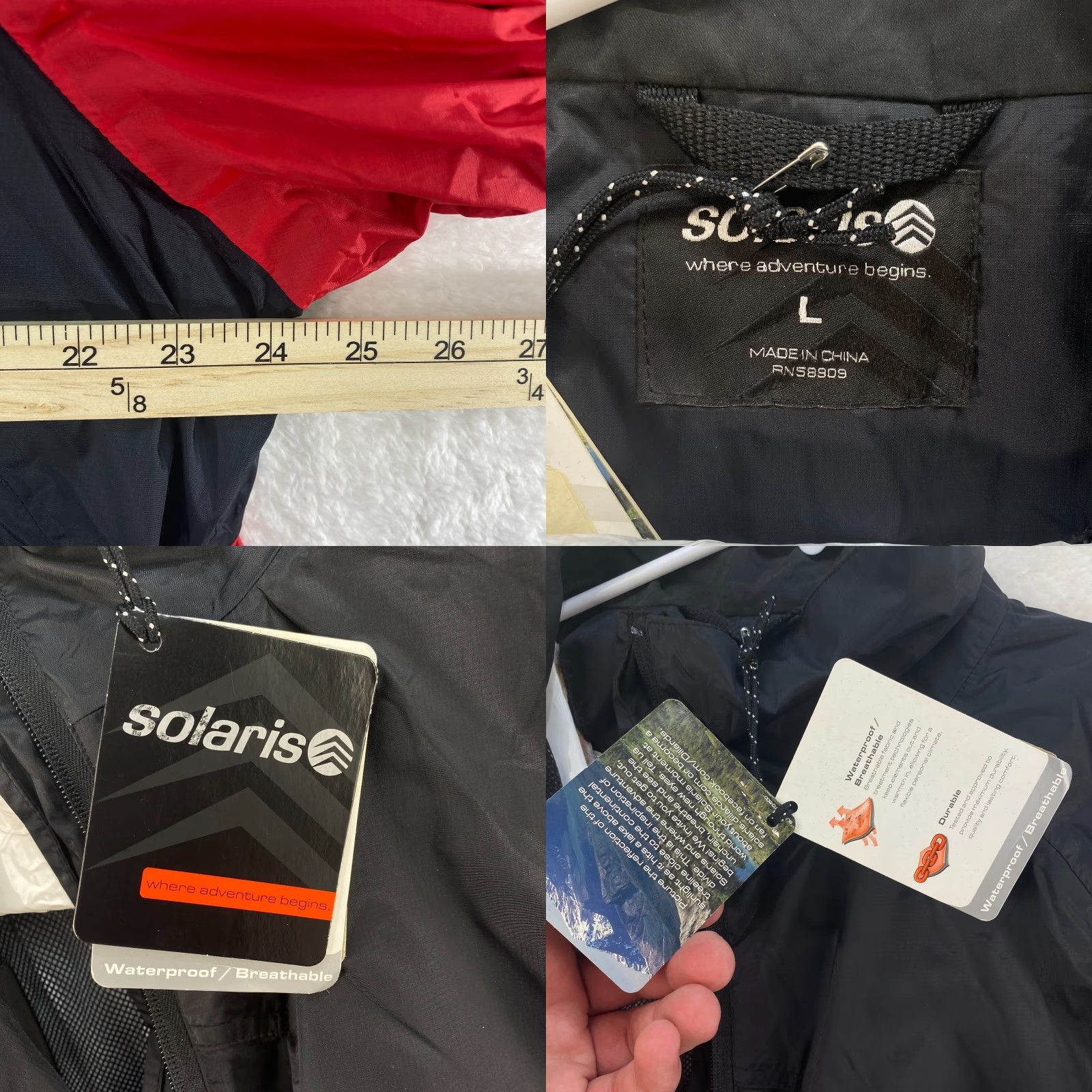 Vintage New Solaris Waterproof Breathable Rain Jacket Windbreaker Red Black Mens Large Size US L / EU 52-54 / 3 - 8 Thumbnail