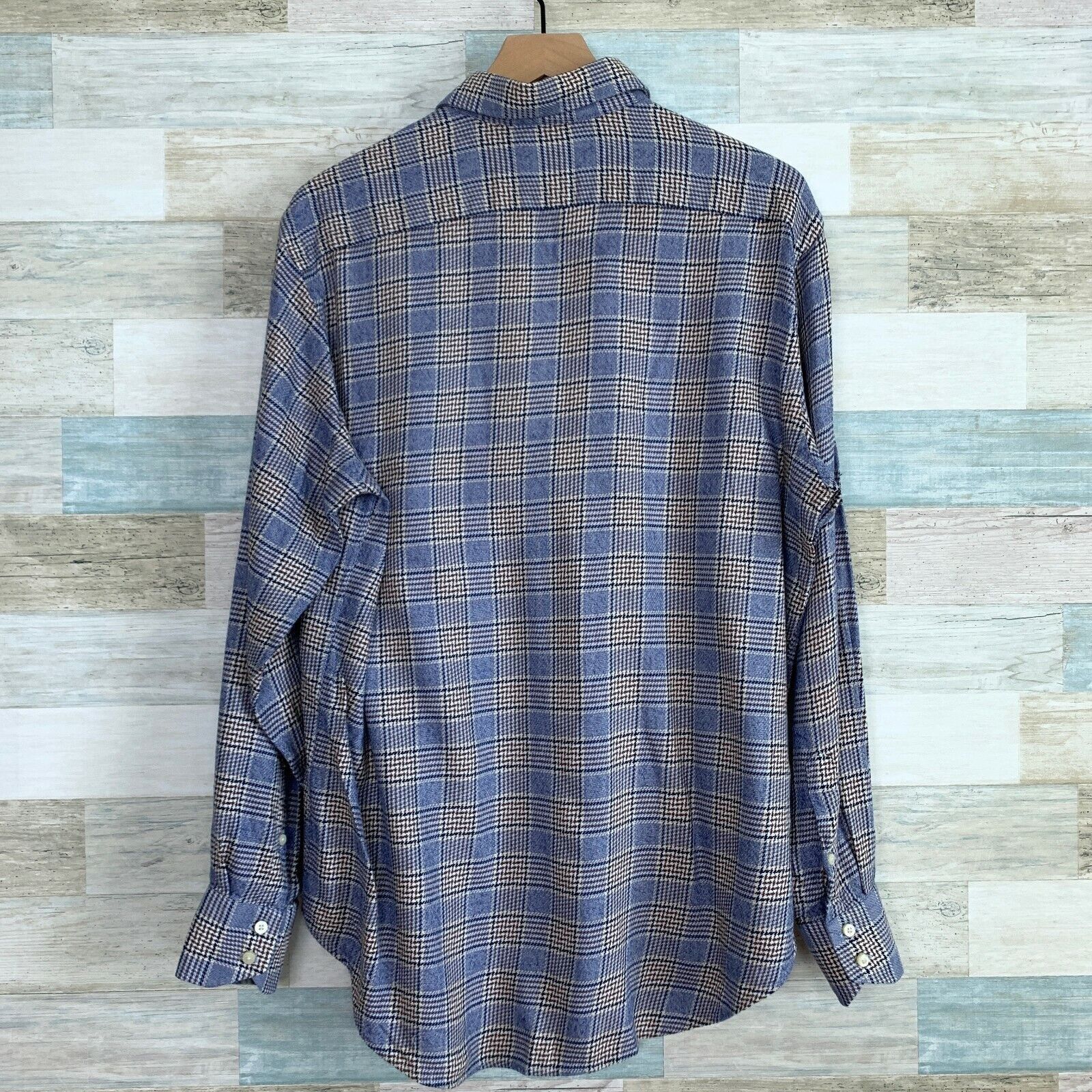 Thomas Dean Thomas Dean Basketweave Check Shirt Blue Button Up Mens L Size US L / EU 52-54 / 3 - 5 Thumbnail