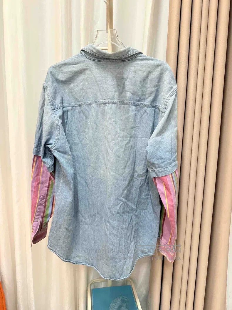 Balenciaga Balenciaga size 39 Wash Denim Patchwork Shirt Size US M / EU 48-50 / 2 - 2 Thumbnail