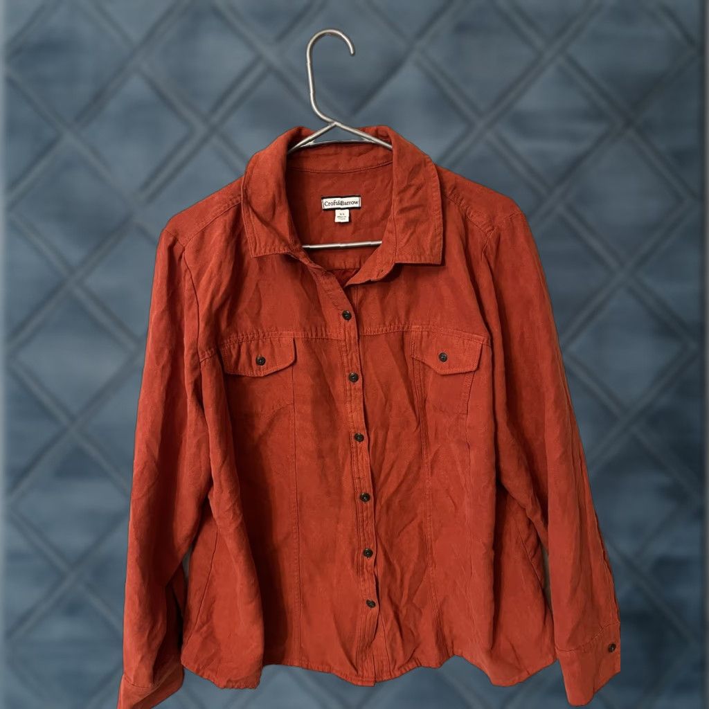 Croft & Barrow Croft & Barrow Shirt XL Women's Orange Button Up Long Sleeve Faux Suede Size XL / US 12-14 / IT 48-50 - 1 Thumbnail