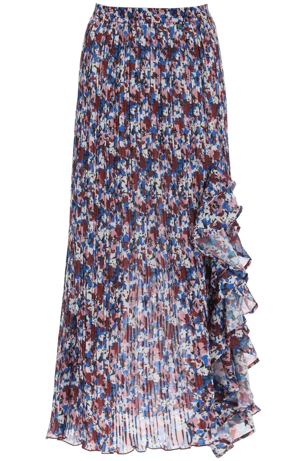 image of Ganni O1S22I1N1223 Pleated Midi Skirt In Multicolor, Women's (Size 26)