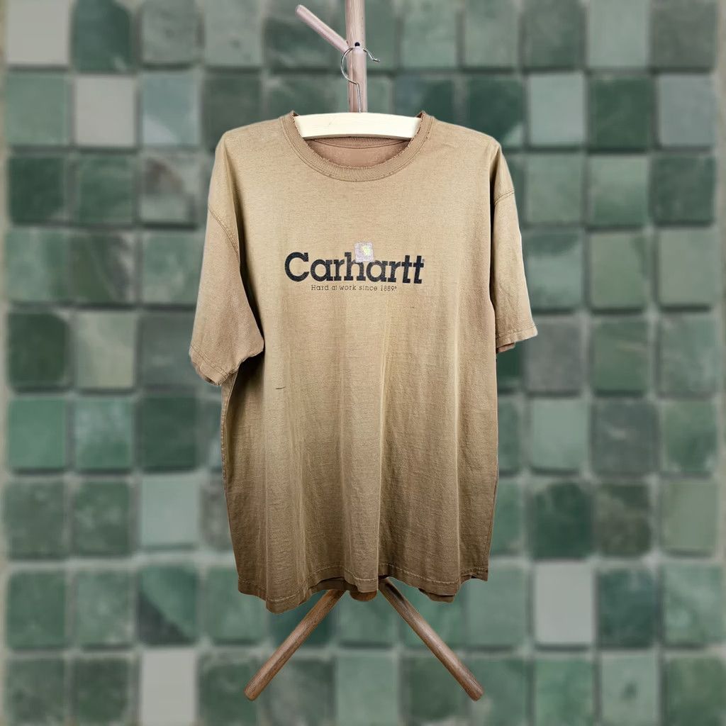Carhartt VINTAGE CARHARTT WORK T-SHIRT BROWN SZ XL SUN FADED GARDIENT USA Mens Size US XL / EU 56 / 4 - 1 Thumbnail