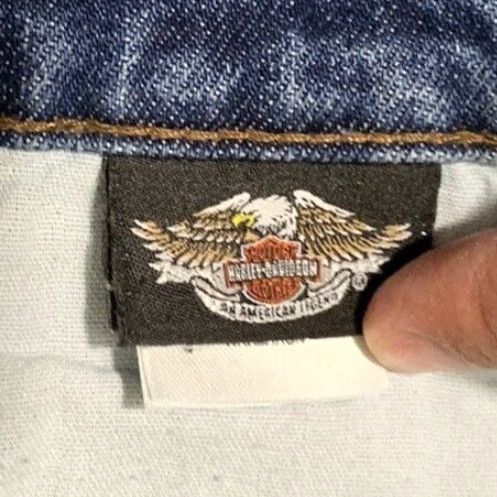 Harley Davidson VINTAGE Harley-Davidson Denim Jeans Boot Cut Women 12 Regular Blue Medium 32x32 5-Pocket Mens Girls Size 34" / US 12 / IT 48 - 5 Thumbnail