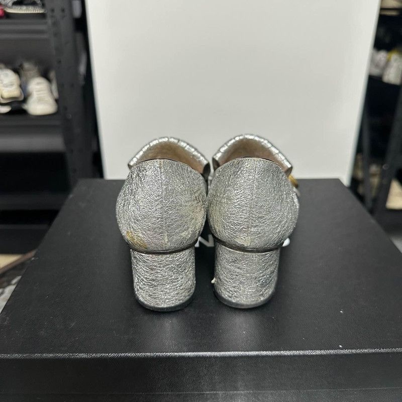 Gucci Gucci Silver Square Toe Block Heel Pumps -2508 Size US 5 / IT 35 - 3 Thumbnail