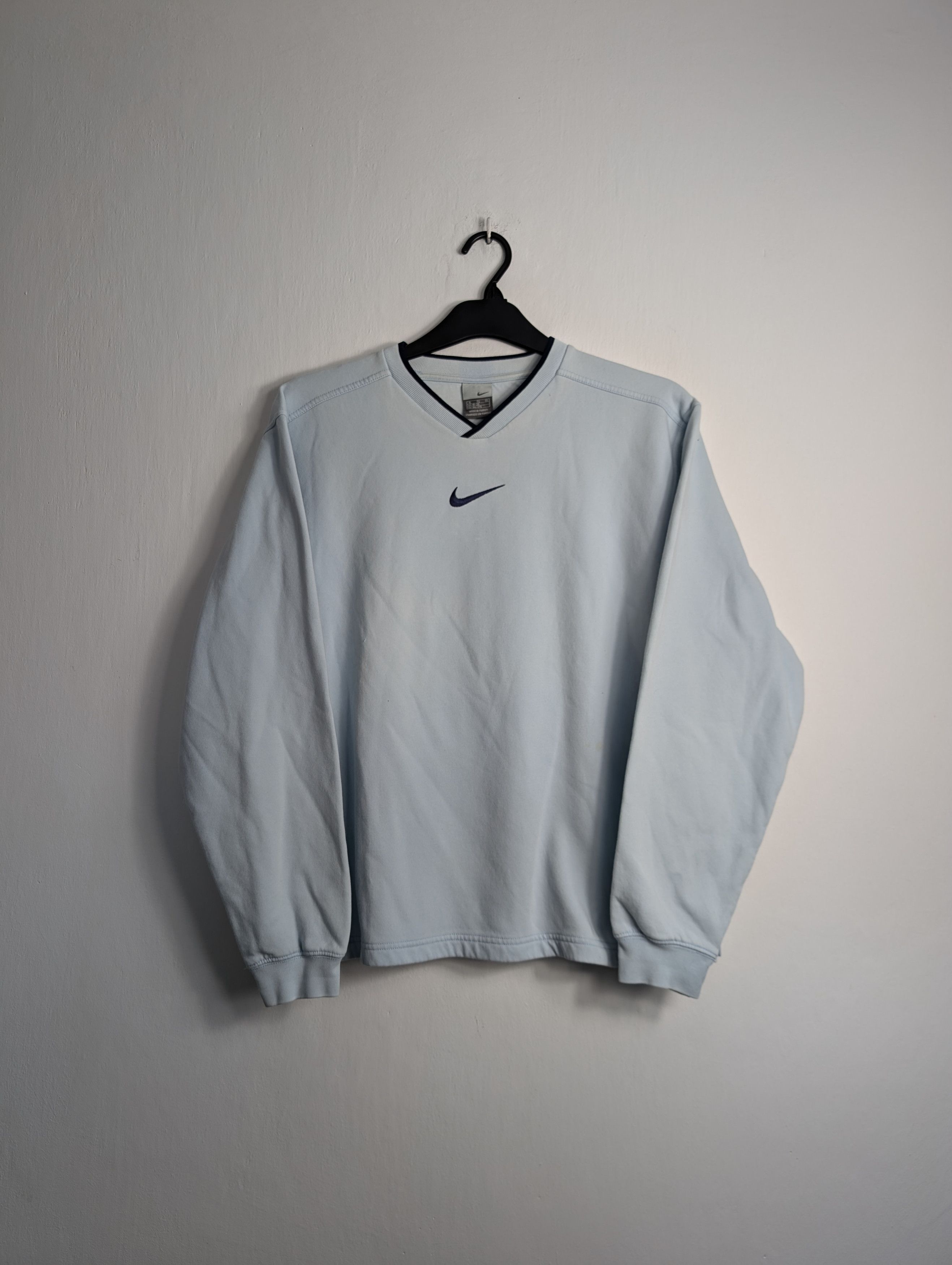 Nike Nike Vintage Center Swoosh V-Neck Baby Blue Boxy Y2K Retro Size US S / EU 44-46 / 1 - 1 Thumbnail