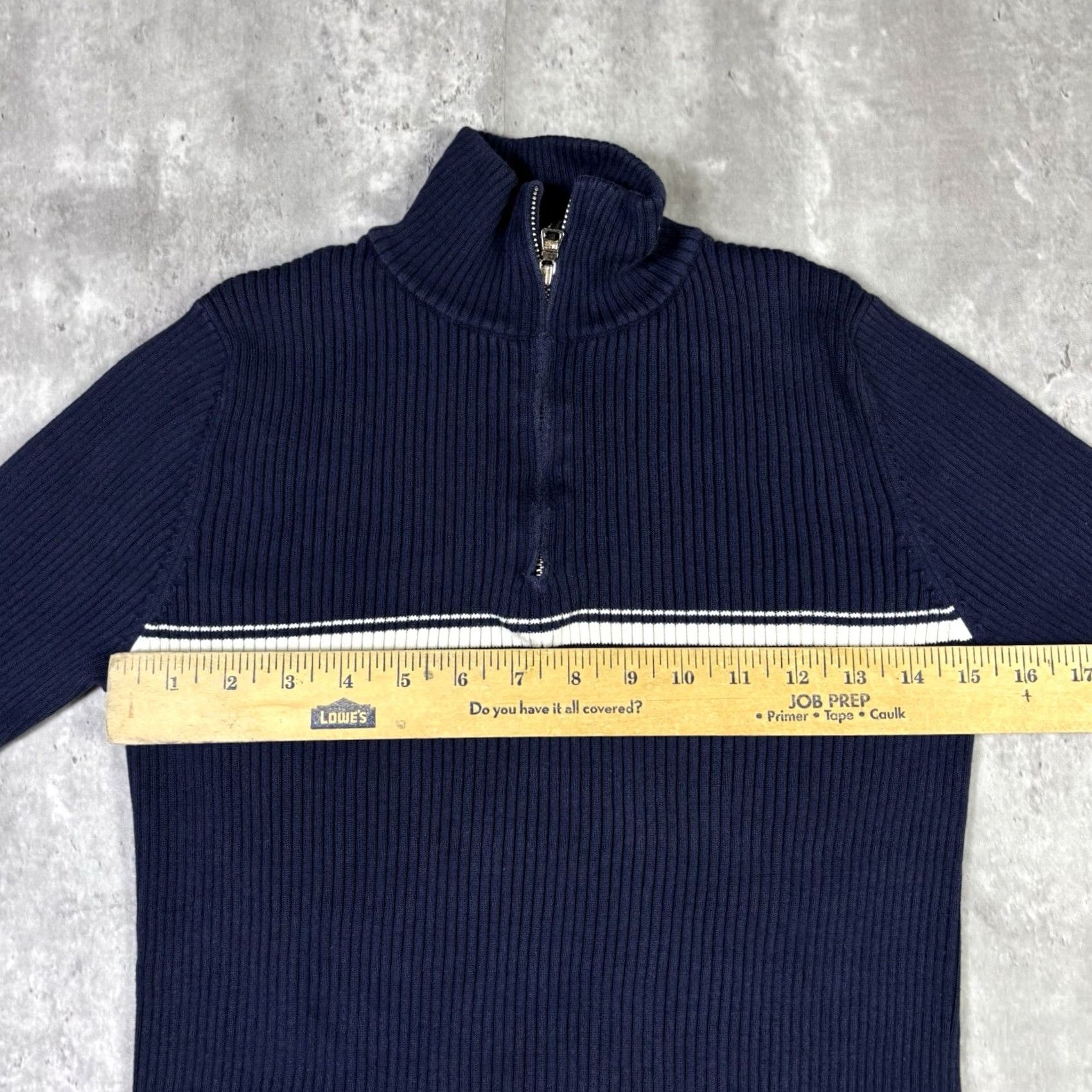 Ralph Lauren VINTAGE Ralph Lauren Polo Jeans Co Women’s Crew Neck Long Sleeve Pullover Zip Q 1/4 Zip Blue Logo Knit Sweater Large Petite Size L / US 10 / IT 46 - 4 Thumbnail