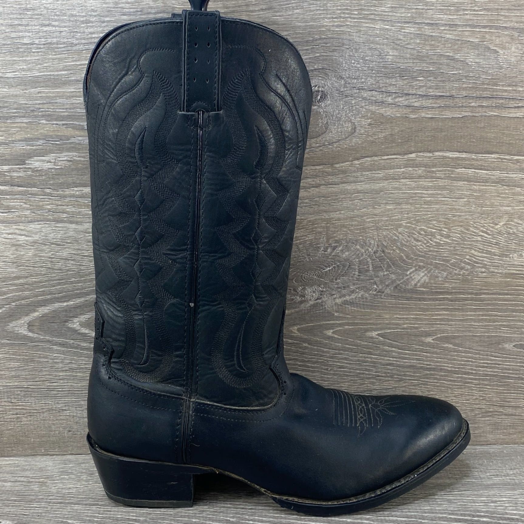 Vintage Road Wolf Mens Cowboy Western Boot Leather Black SZ 10.5 M EU 44 Round Toe Roper Boot Cap Category: Boots Size US 10 / EU 43 - 2 Thumbnail
