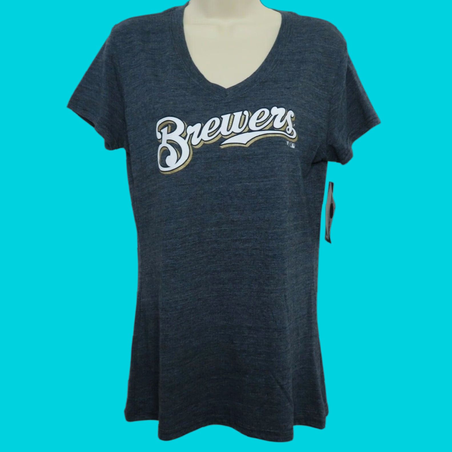 Vintage Fanatics Milwaukee Brewers Shirt V-Neck Blue Women L Short Sleeve NEW Size L / US 10 / IT 46 - 1 Thumbnail