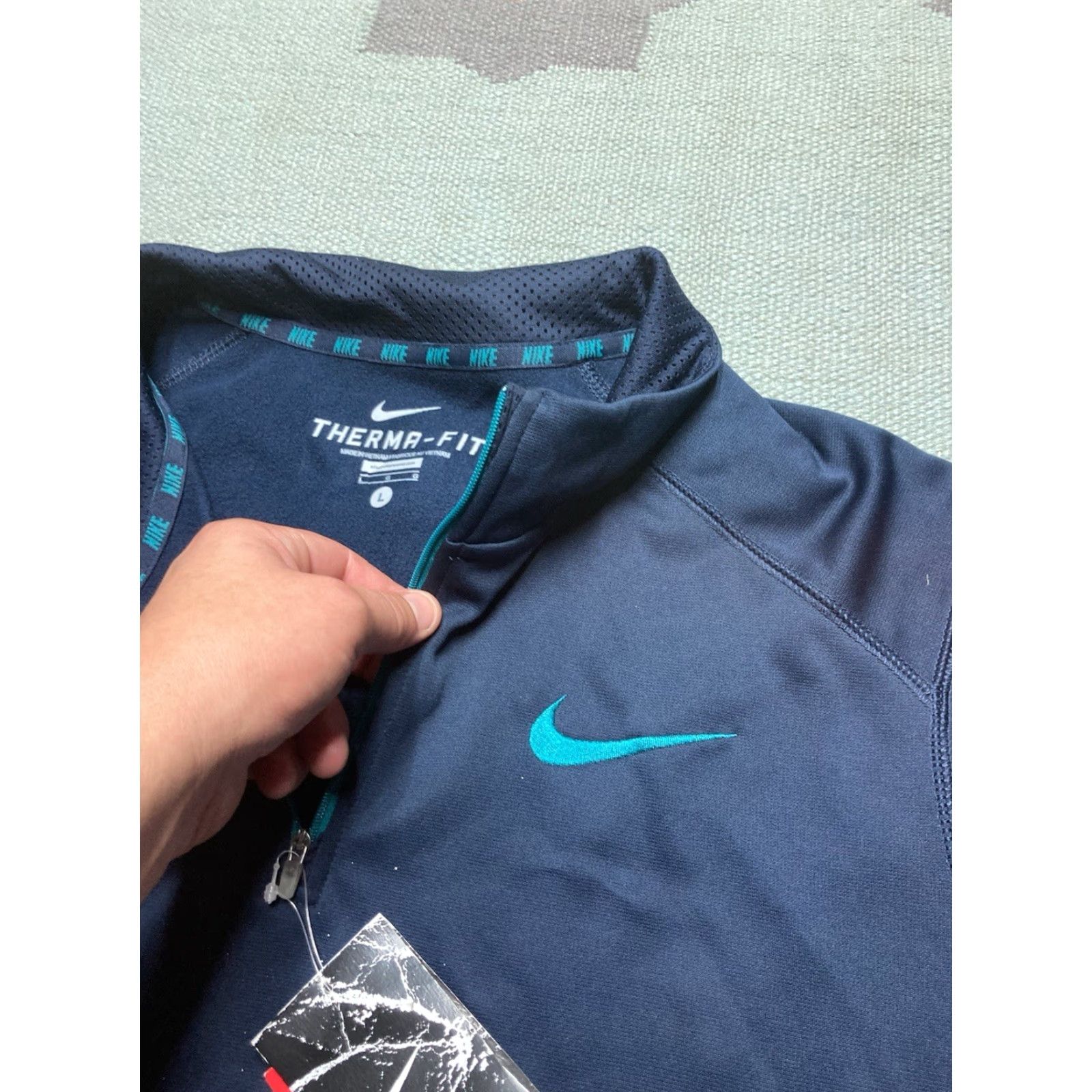 Nike Nike Therma 1/4 Zip Long Sleeve Jacket Pullover Sweatshirt Blue Large Men Size US L / EU 52-54 / 3 - 7 Thumbnail