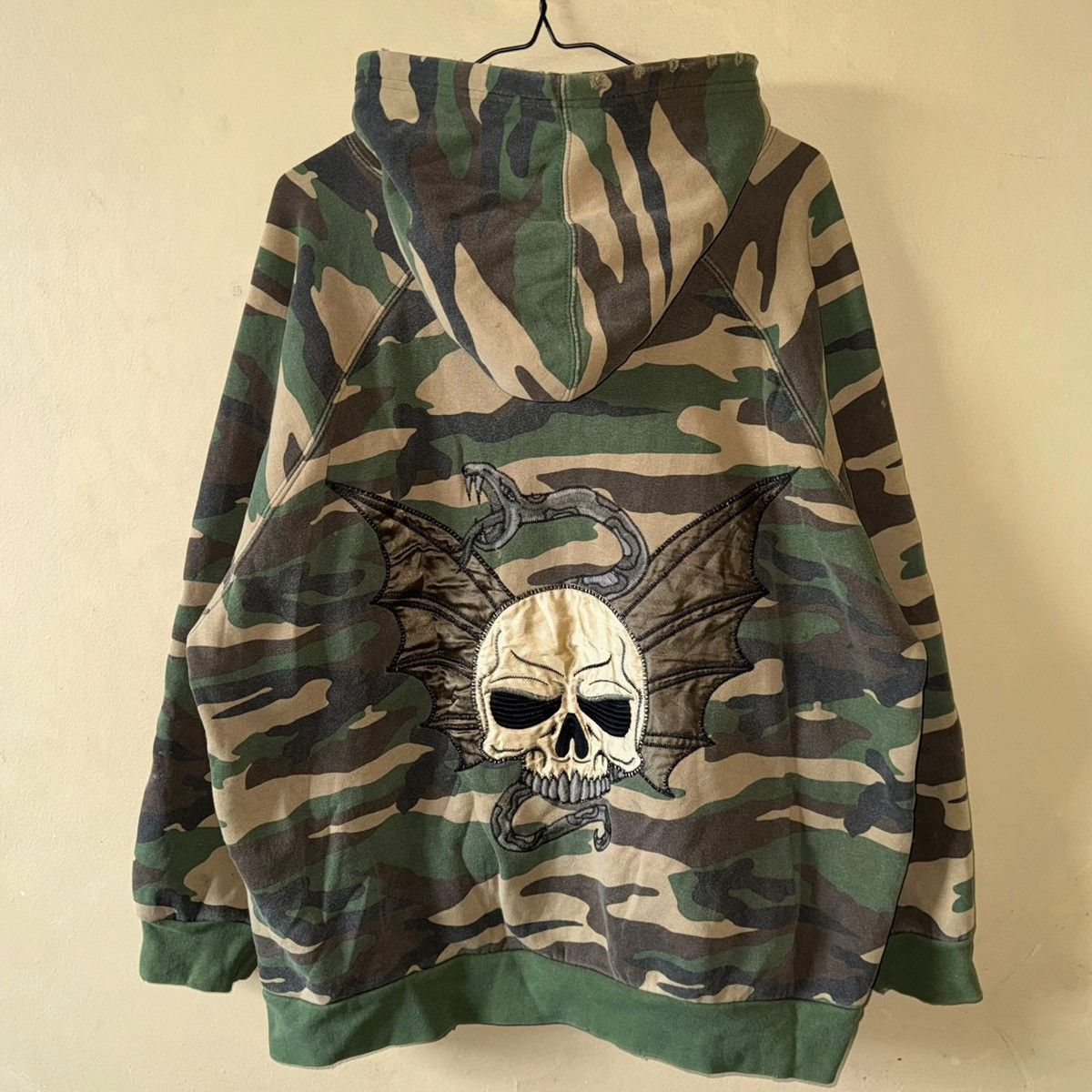 Dragonfly 1990s Archive Gothic/Emo Waffle Lined Camo Zip Up Hoodie Size US XL / EU 56 / 4 - 2 Thumbnail