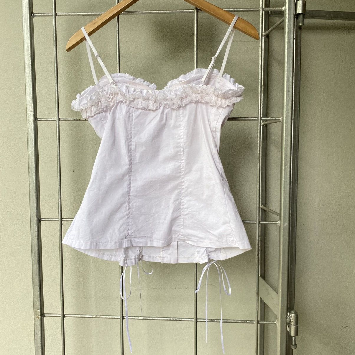 Japanese Brand NOA Y2K White Corset Top with Lace Trim and Ribbon Ties Size M / US 6-8 / IT 42-44 - 15 Thumbnail