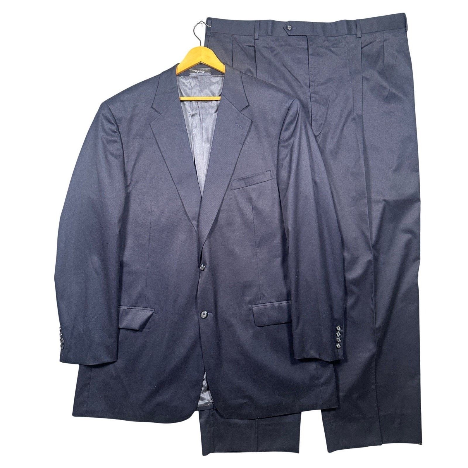 Paul Fredrick Paul Fredrick Suit Mens 48 XL Navy Blue 2-Button Size 48L - 1 Thumbnail