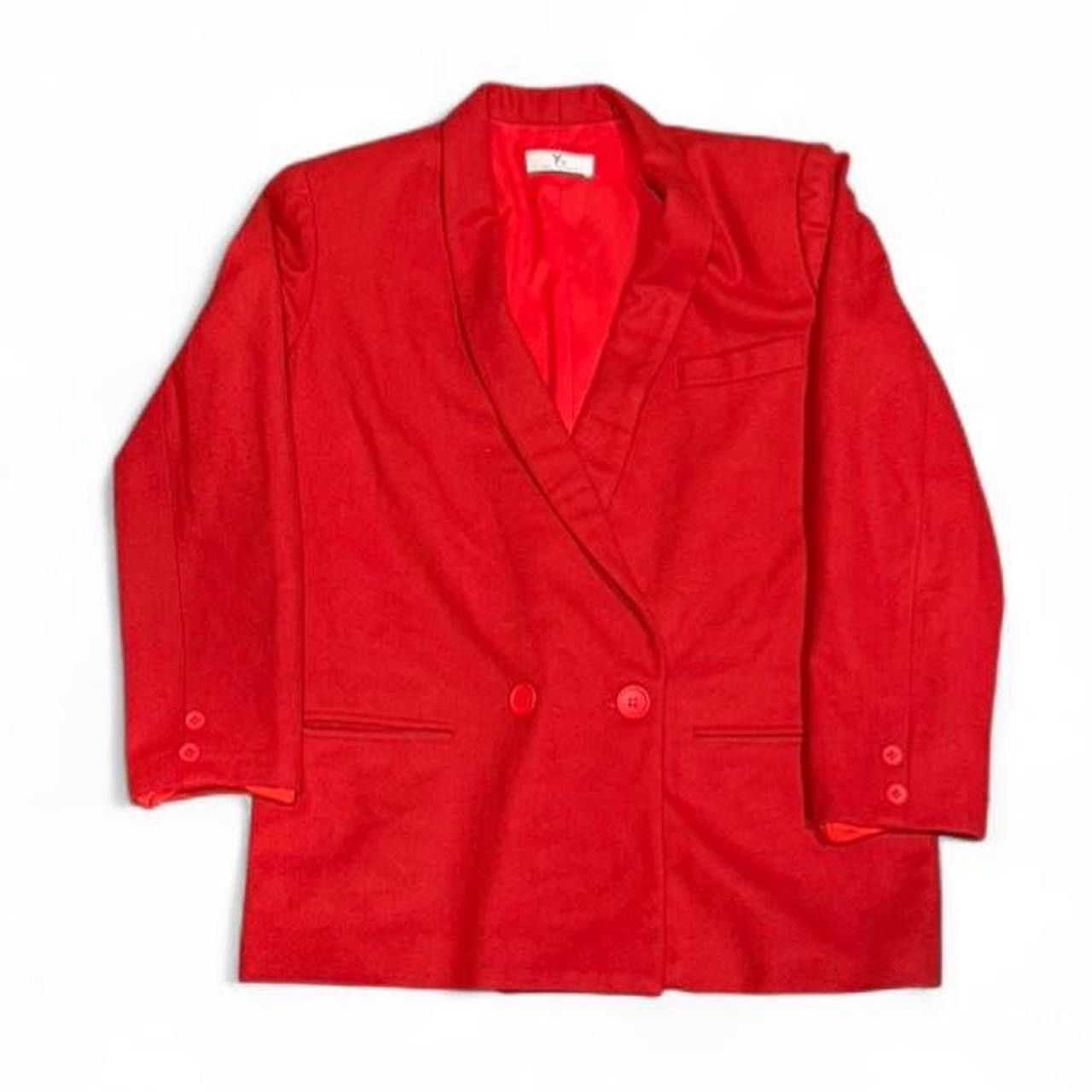 Yohji Yamamoto Vintage 80s Y's Yohji Yamamoto Red Wool Cropped Blazer Size 38R - 1 Thumbnail
