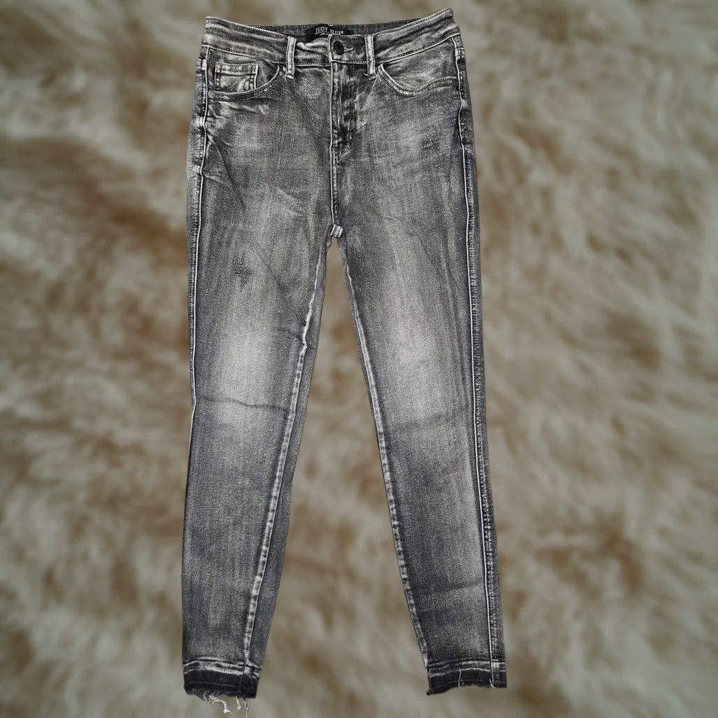 Vintage Judy Blue Jeans Womens 7/28 Gray Charcoal Wash Mid Rise Skinny JB88186 Slim Distressed Pockets Logo 5-Pocket Denim Size 28" / US 6 / IT 42 - 1 Thumbnail