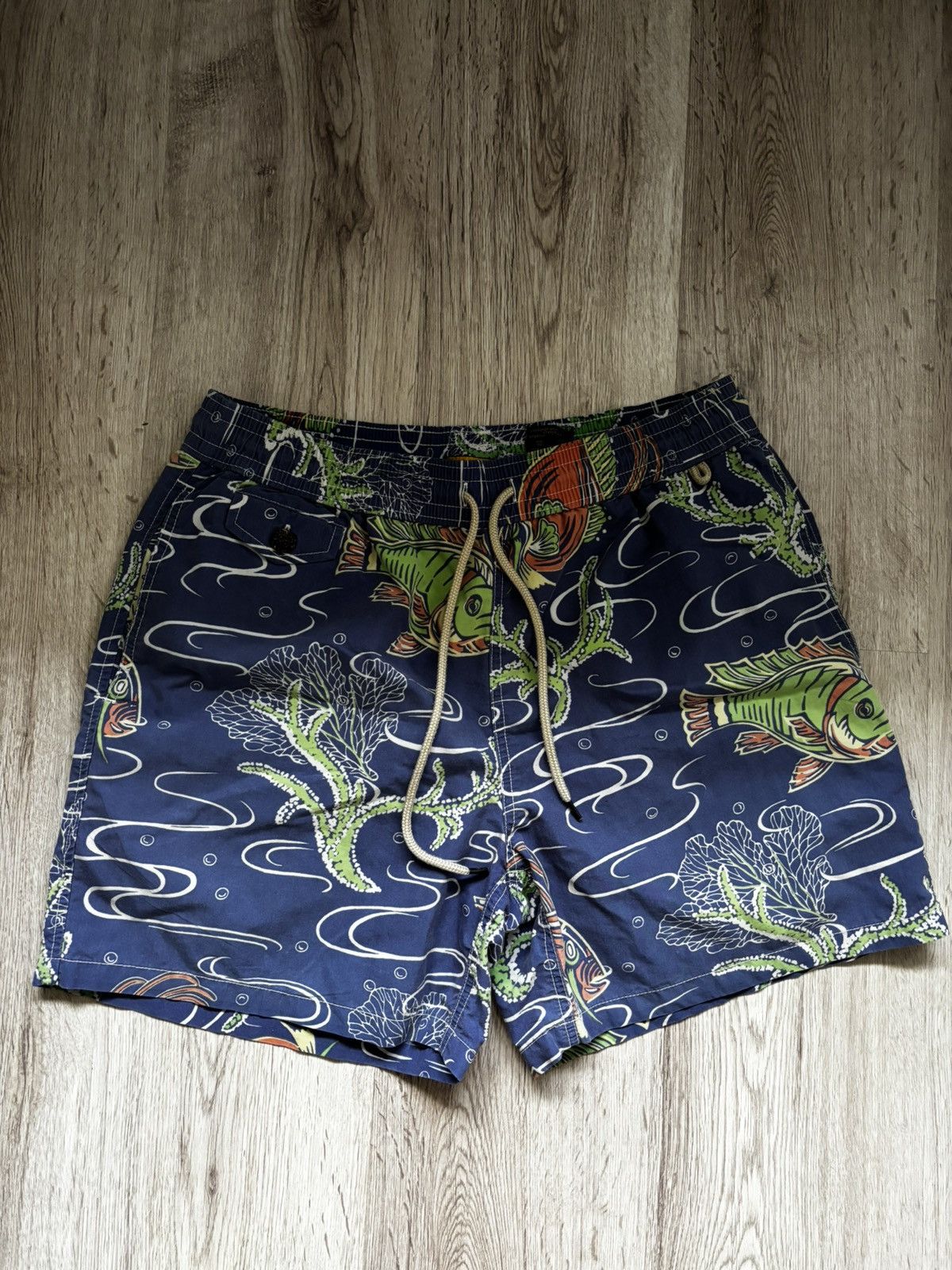 Polo Ralph Lauren Polo Ralph Lauren Blue Fish Print Cargo Swimming Trunks Size US 34 / EU 50 - 1 Thumbnail