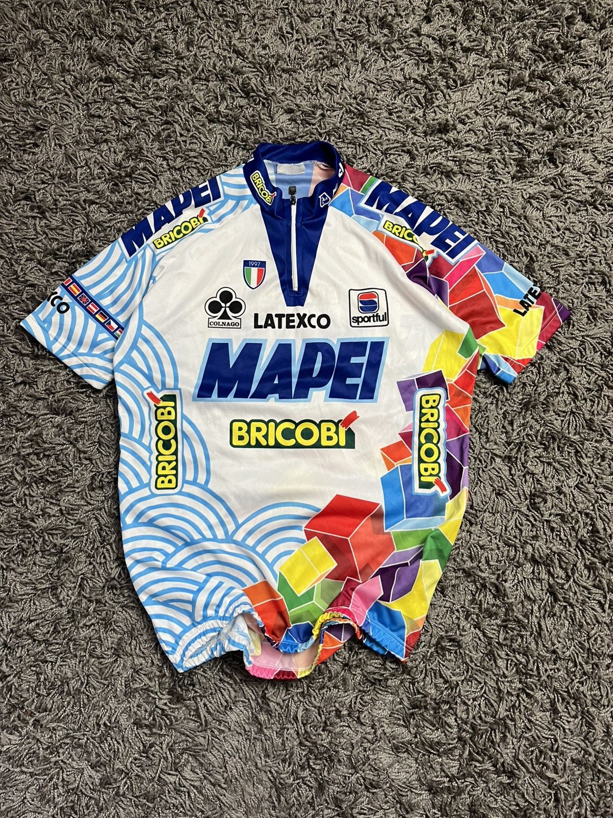 Vintage Vintage 1997 Mapei Bricobi Colnago Cycling Jersey Sportful Size US L / EU 52-54 / 3 - 2 Thumbnail