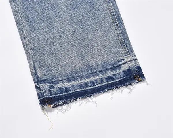VIBE Men's straight American loose casual washed raw edge jeans Size US 32 / EU 48 - 6 Thumbnail