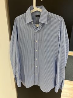 John Louis Shirt Mens 39 Button Up Blue White Slim Long Sleeve Casual Adult