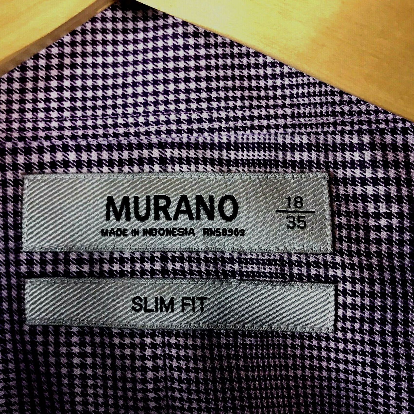 Murano VINTAGE MURANO Shirt Mens 18-35 Slim Fit Button Front Burgundy Check 100% Cotton NEW Size US XXL / EU 58 / 5 - 3 Thumbnail