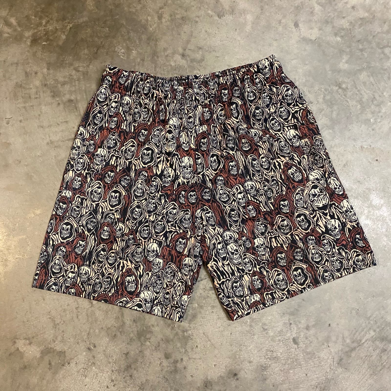 image of Warren Lotas Skull Shorts in Red, Men's (Size 36)