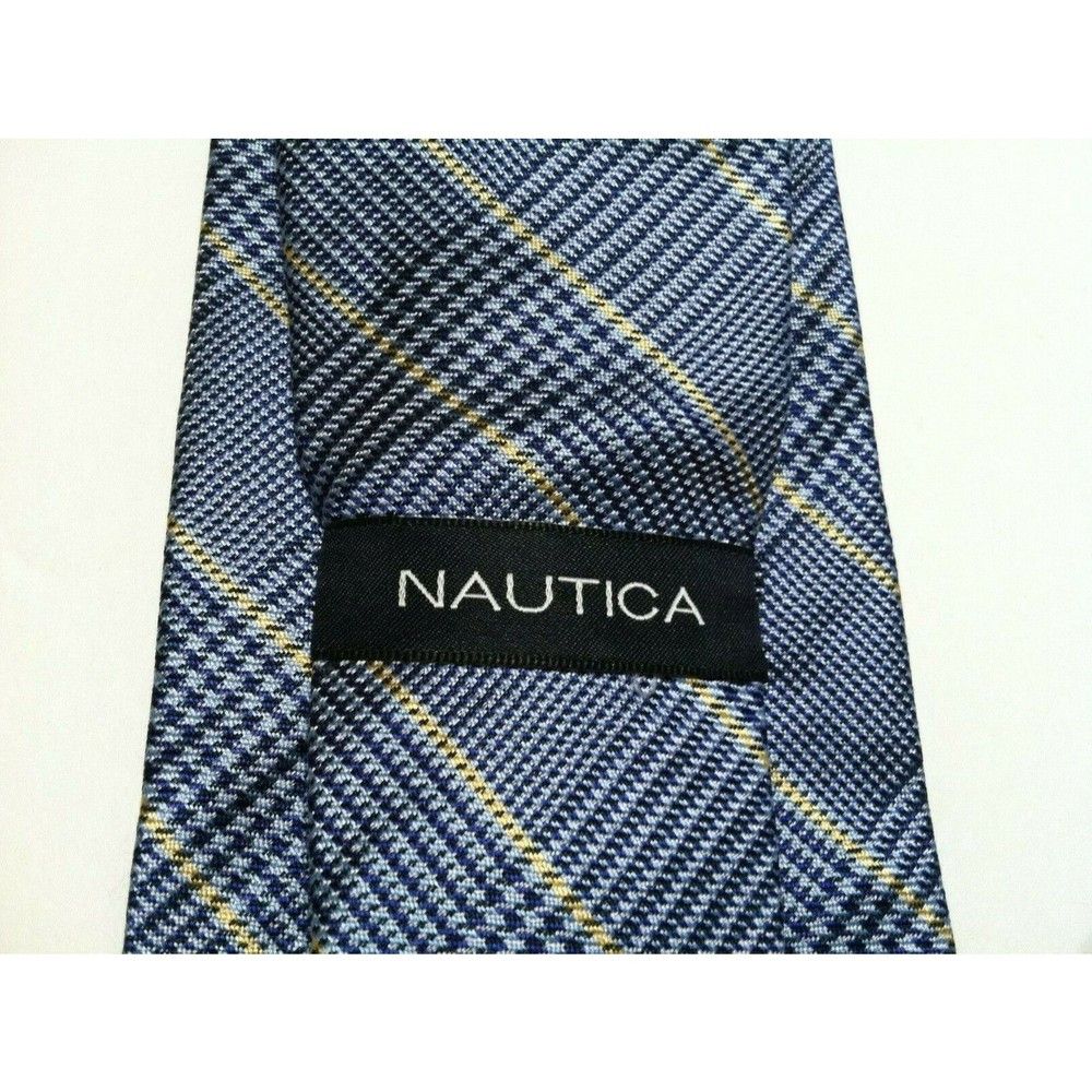 Nautica NWOT NAUTICA MENS NEW BLUE 100%SILK PLAID TIE WIDTH: 3 3/4" Size ONE SIZE - 2 Thumbnail