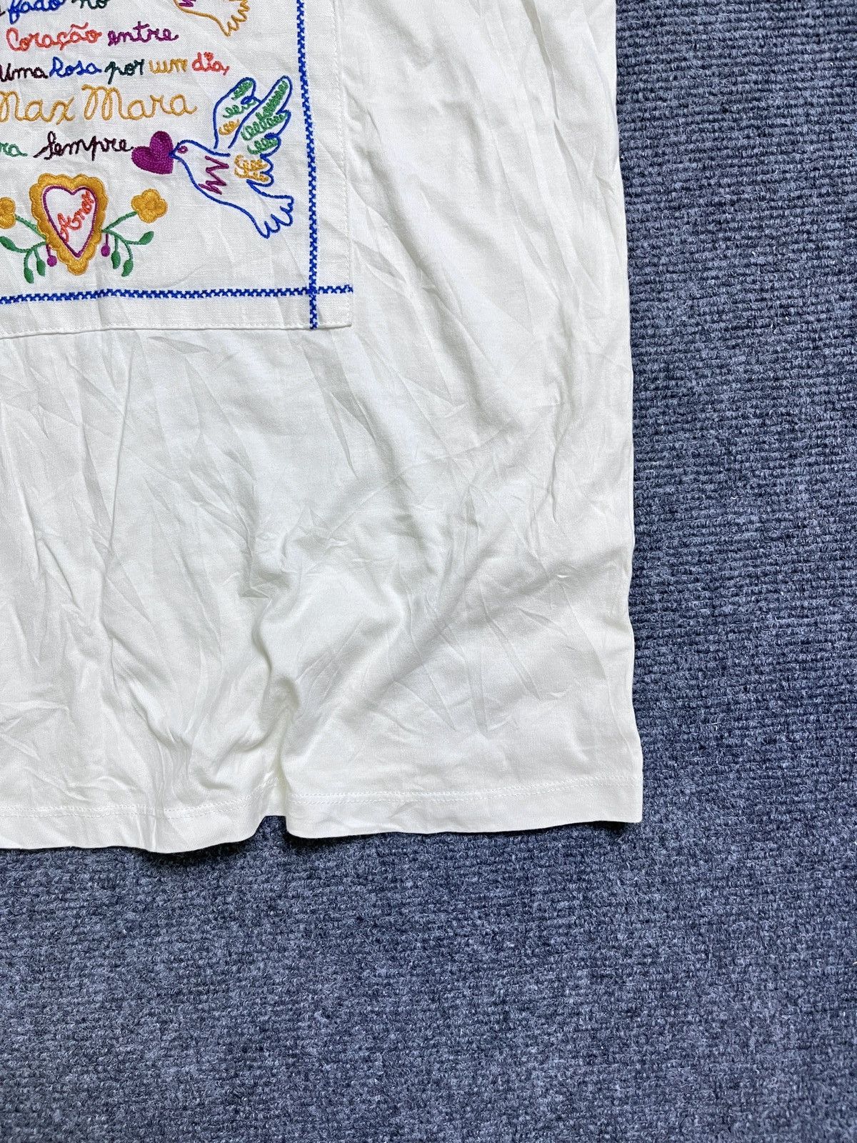 Max Mara Max Mara White Crew Neck T-Shirt with Embroidered Logo Size M / US 6-8 / IT 42-44 - 5 Thumbnail