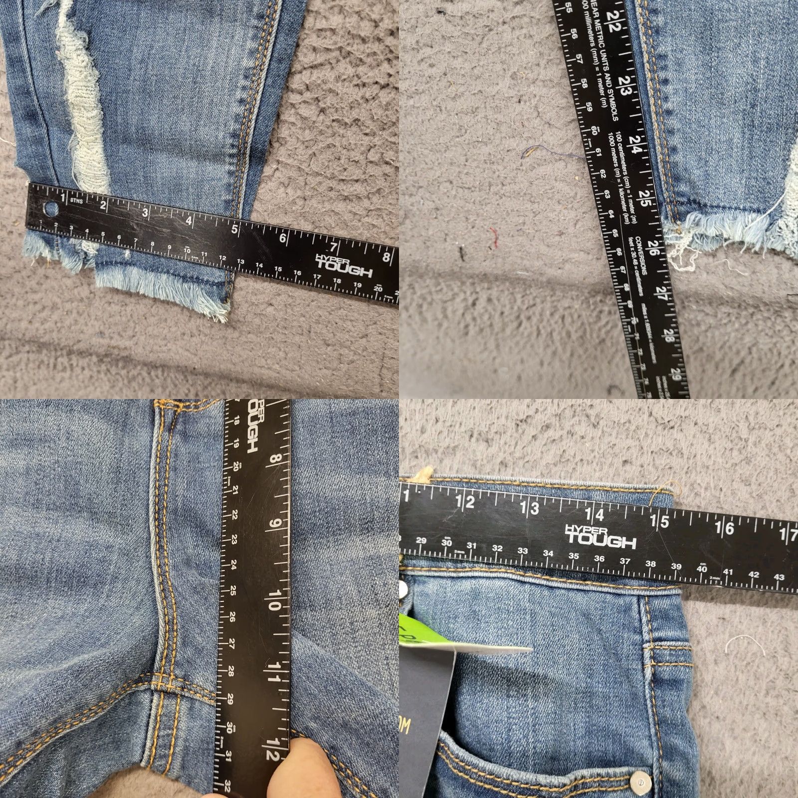 Vintage INDIGO REIN Jeans Women's 13/30 Medium Blue Distressed High Rise Crop Slim 5-Pocket Denim Jeans Womens 90s City College Fashion Size 34" / US 12 / IT 48 - 8 Thumbnail