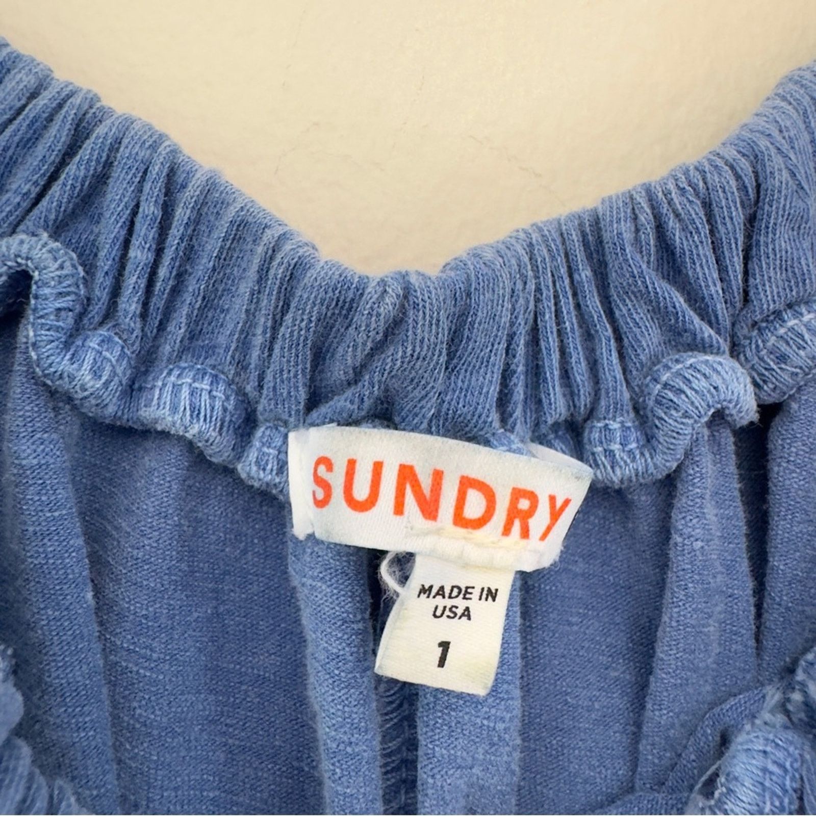 Sundry Sundry Mini Trapeze Dress Blue Square Neck Flutter Sleeve S Size S / US 4 / IT 40 - 5 Thumbnail