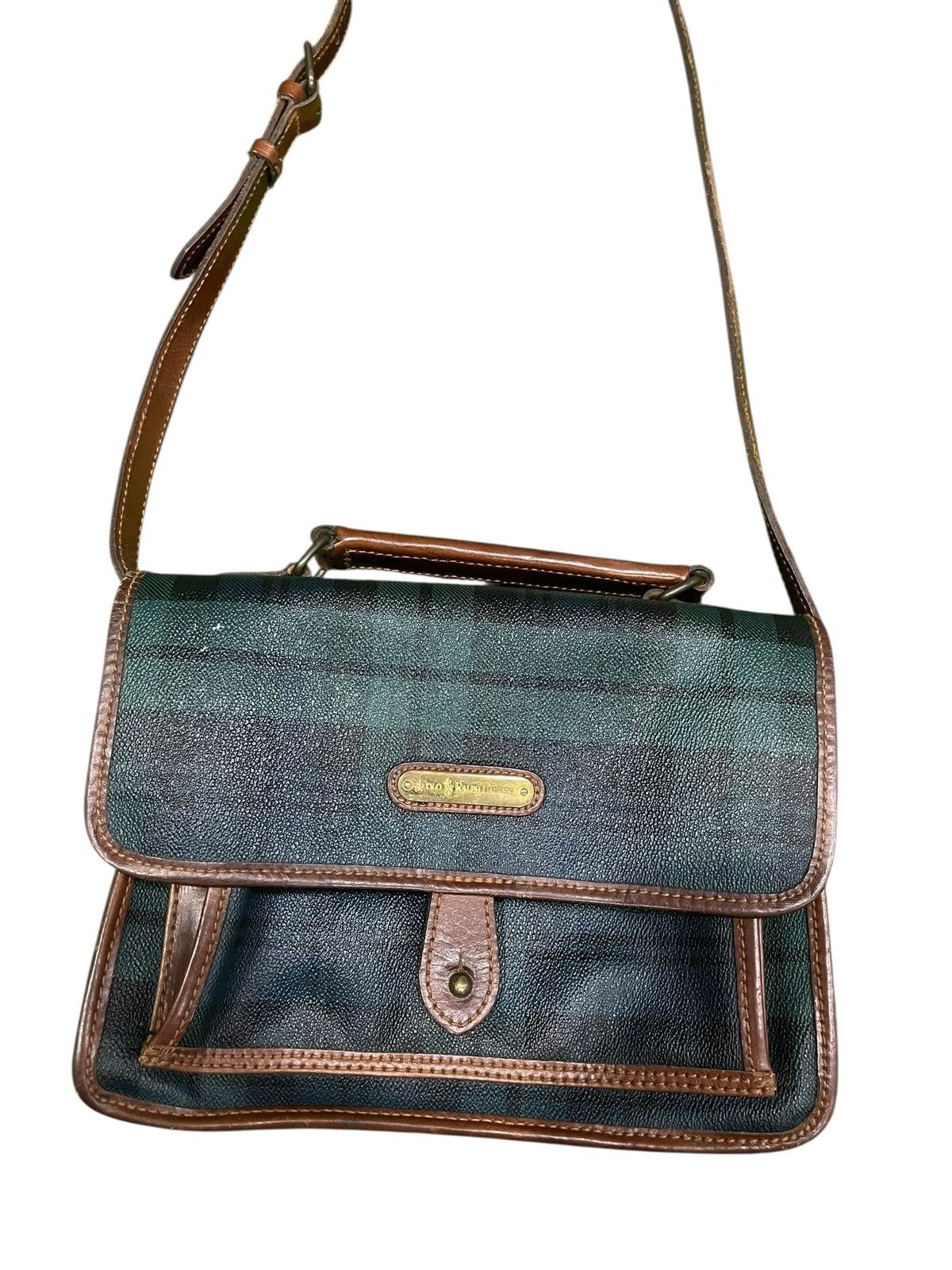 Polo Ralph Lauren Vintage Polo Ralph Lauren Plaid Crossbody Leather Bag Size ONE SIZE - 1 Thumbnail