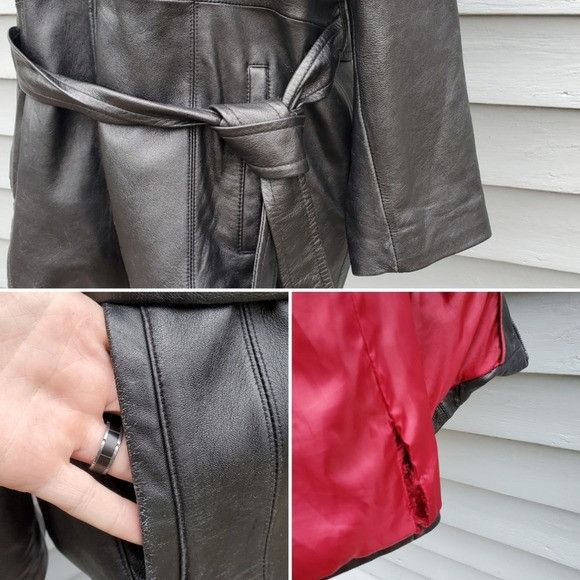 Vintage × Wilsons Leather Vintage 90s y2k Wilsons Black Leather Mid Length Belt Trench Size XL / US 12-14 / IT 48-50 - 5 Thumbnail