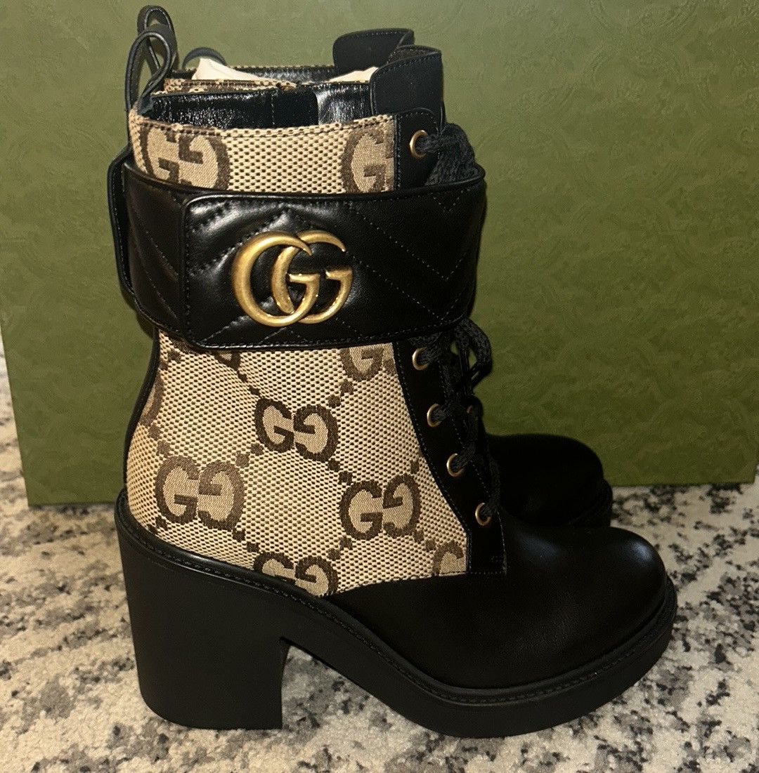 Gucci Flores Calfskin Monogram Maxi GG Nappa Double G Boot Size US 7.5 / IT 37.5 - 3 Thumbnail