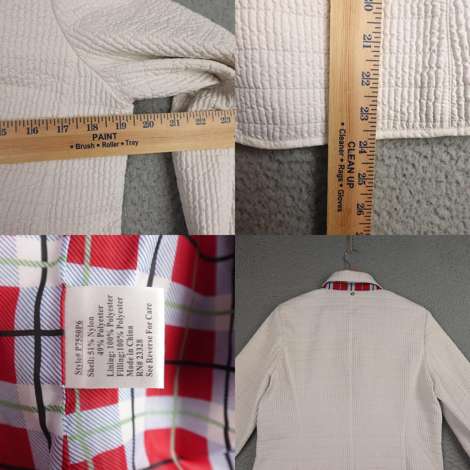 Pendleton Pendleton Womens Petite Medium White Quilted Plaid Lined Snap Jacket Blazer Size M / US 6-8 / IT 42-44 - 8 Thumbnail