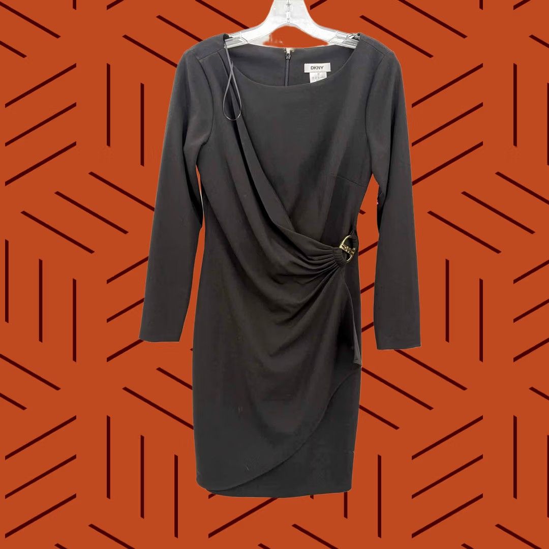 DKNY DKNY Black Belted Knee Length Long Sleeve Dress Size 4 - Pre-Owned Size S / US 4 / IT 40 - 1 Thumbnail