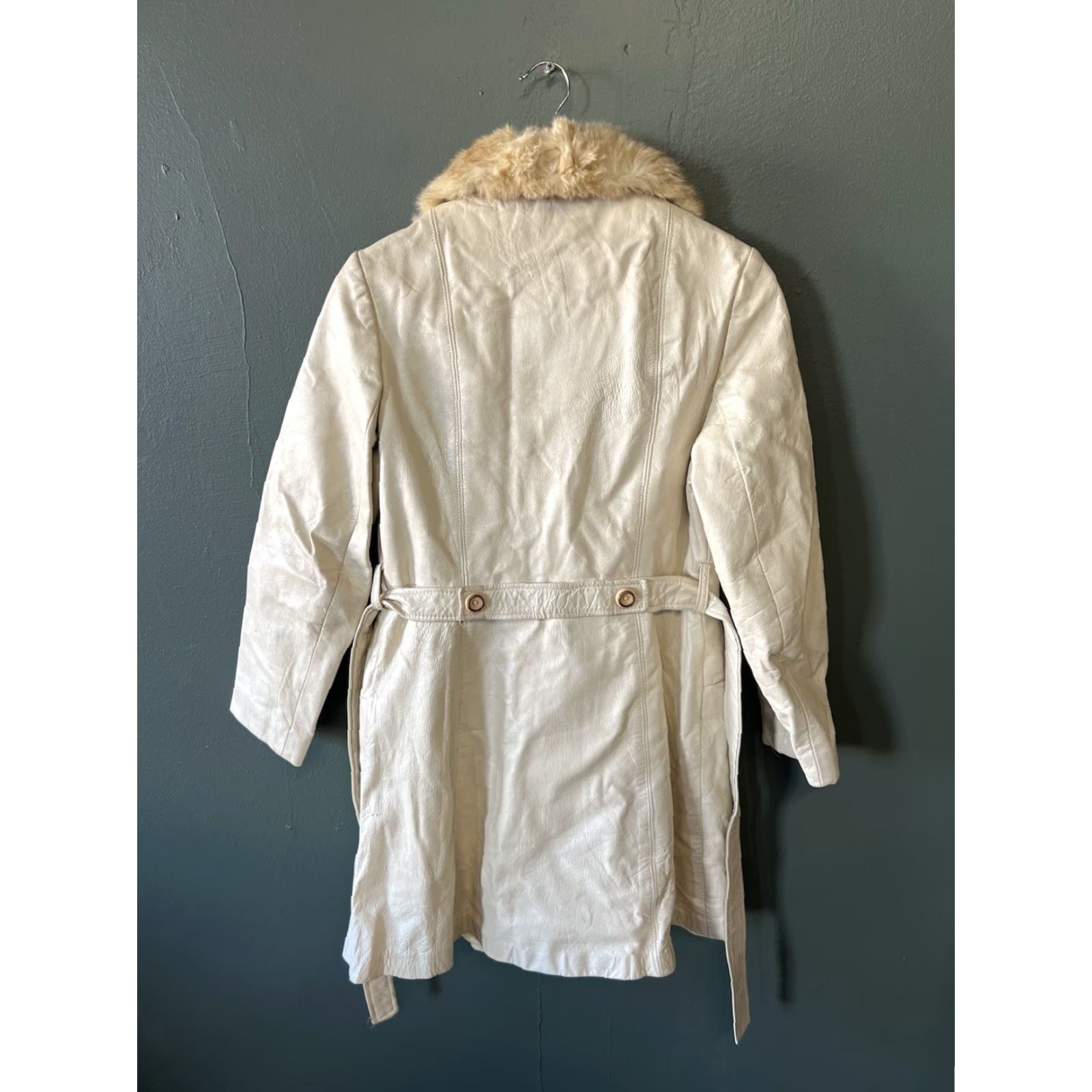 Vintage VINTAGE 24k Leather By Dan Di Modes Women's Trench Coat Belted Size S/M White Long Sleeve 80s 100% Leather Jacket/Coat Long Mens Womens Size S / US 4 / IT 40 - 2 Thumbnail