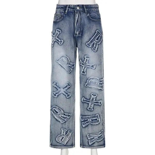 Jean Patchwork Women Baggy Jeans Size 28" / US 6 / IT 42 - 3 Thumbnail