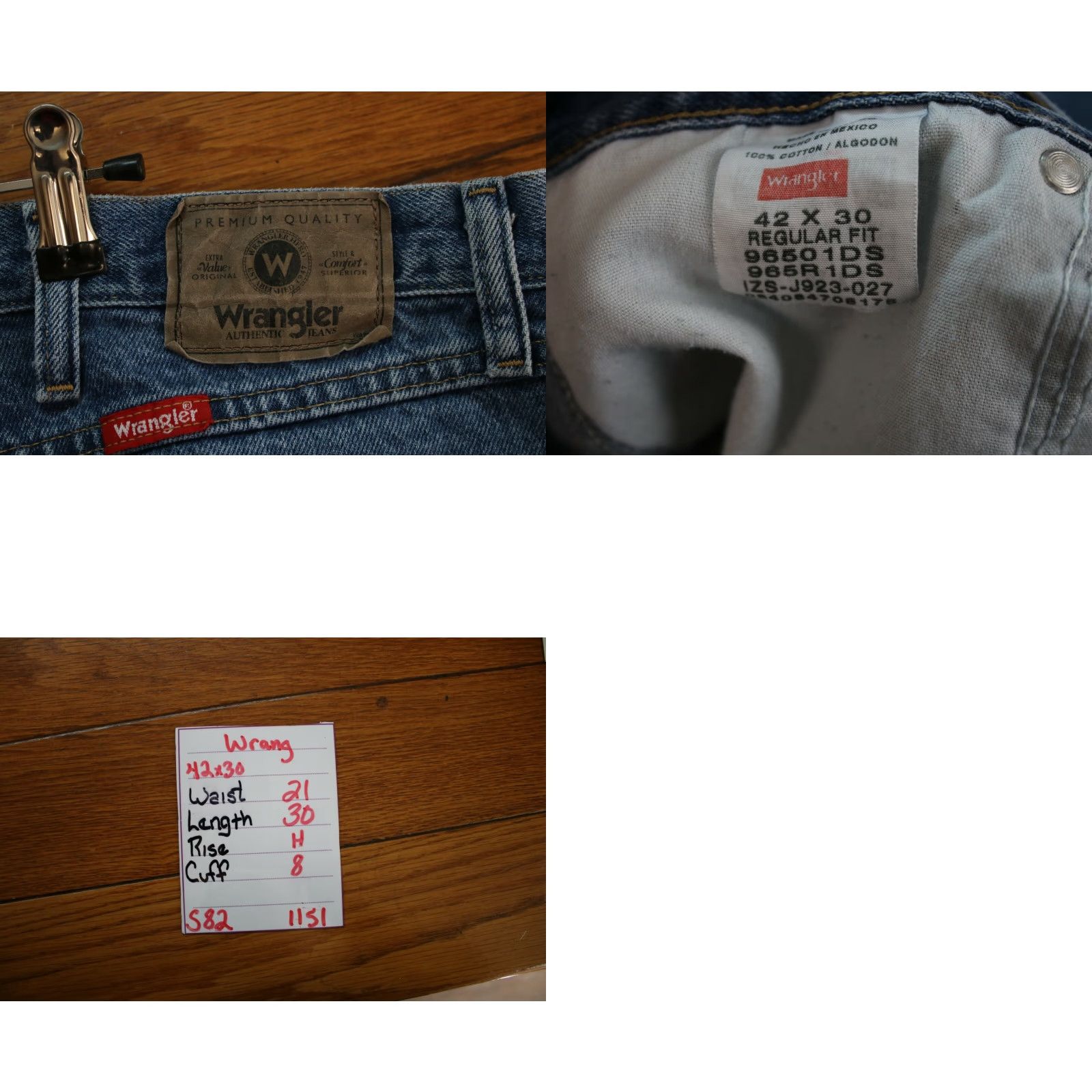Wrangler Wrangler Jeans Mens Regular Fit Straight Leg Blue Denim Size 42X30 Size US 42 / EU 58 - 8 Thumbnail