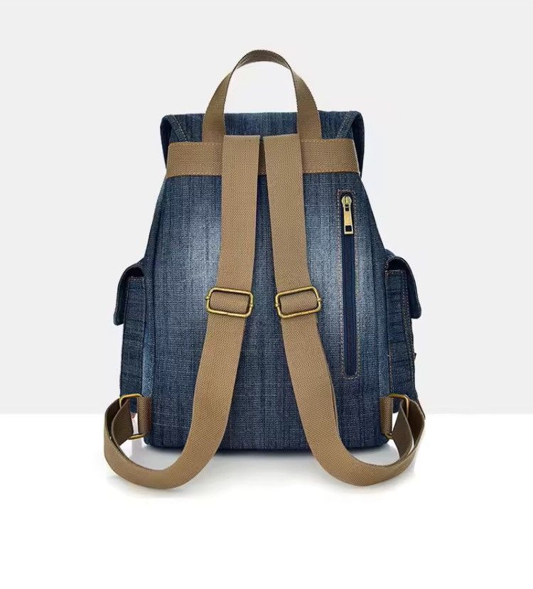 Other Y2K Blue Denim Drawstring Backpack Unisex Size ONE SIZE - 5 Thumbnail