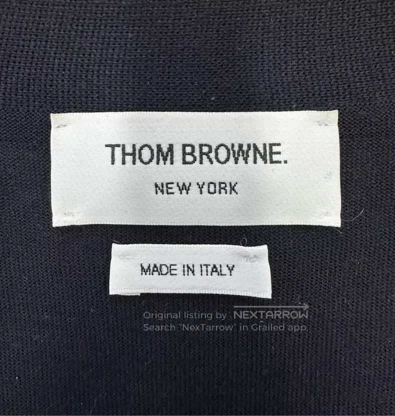 Thom Browne Thom Browne Dark blue striped four-bar knit cardigan coat Size US S / EU 44-46 / 1 - 3 Thumbnail