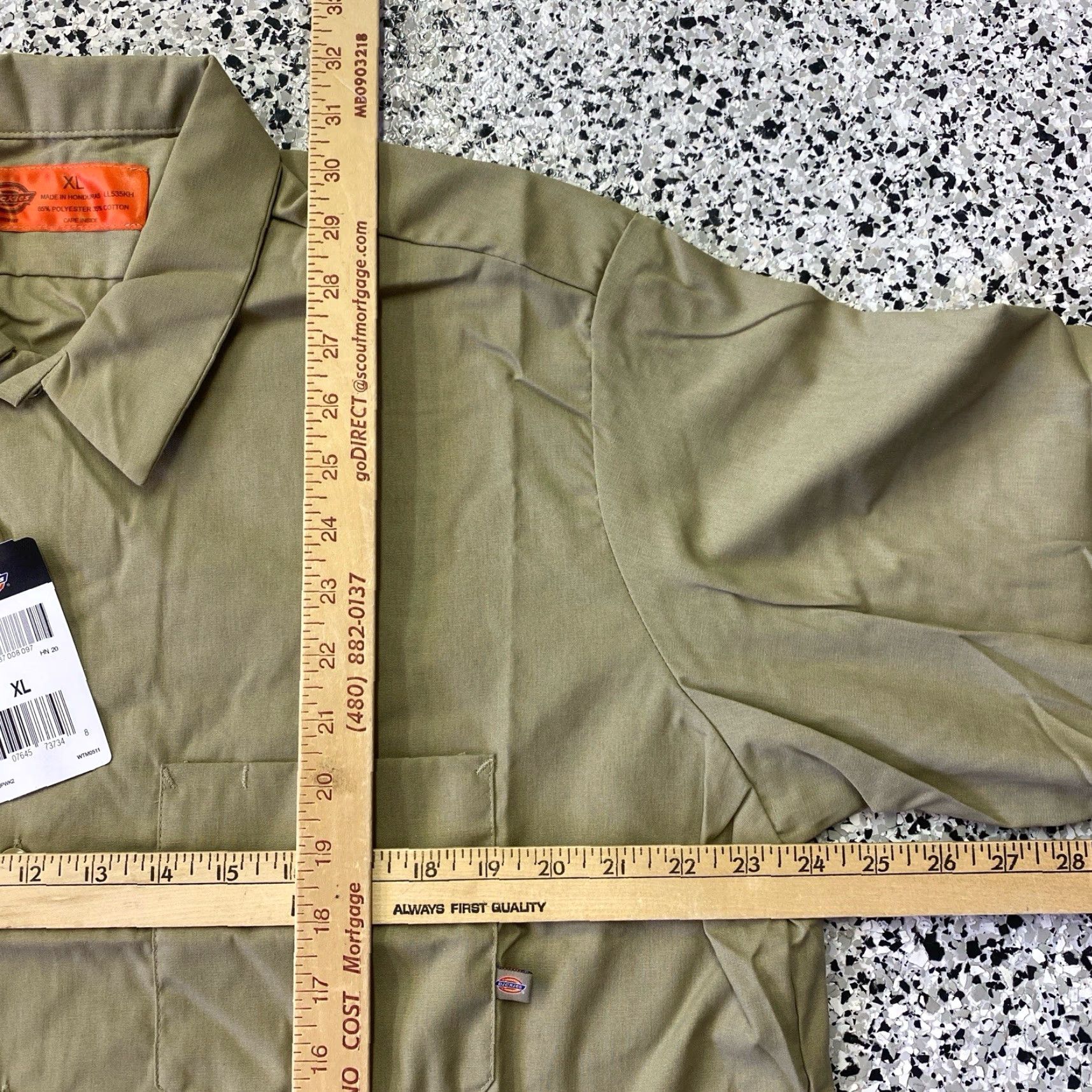 Dickies Dickies Shirt Mens Long Sleeve Work Shirt XL Beige Khaki Pockets Button Up Construction Beige Mens XL Size US XL / EU 56 / 4 - 2 Thumbnail