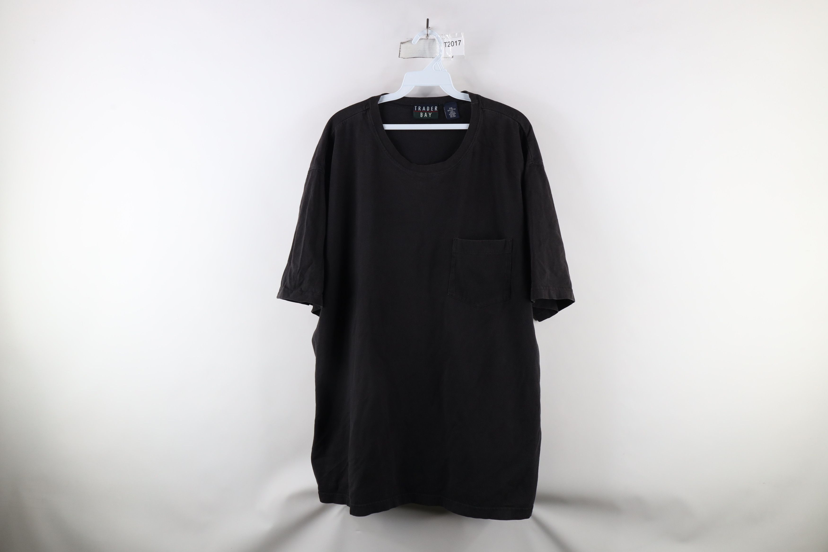 Vintage Vintage 90s Streetwear Blank Pocket Cotton T-Shirt Black Size US XXL / EU 58 / 5 - 1 Thumbnail