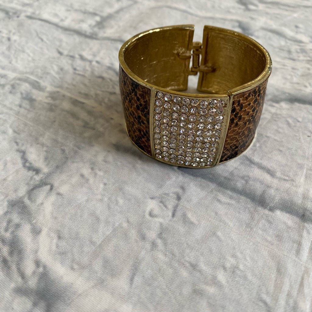 Other Cuff Bracelet w/snap clasp reptile print with faux crystals Size ONE SIZE - 1 Thumbnail