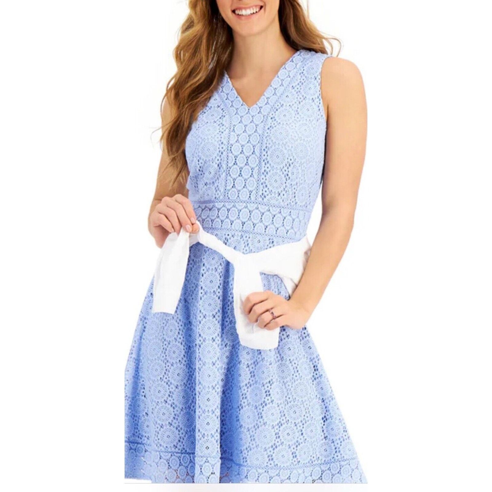 Other Charter Club Sleeveless Lace Dress Blue Old Money Size M Size M / US 6-8 / IT 42-44 - 2 Thumbnail