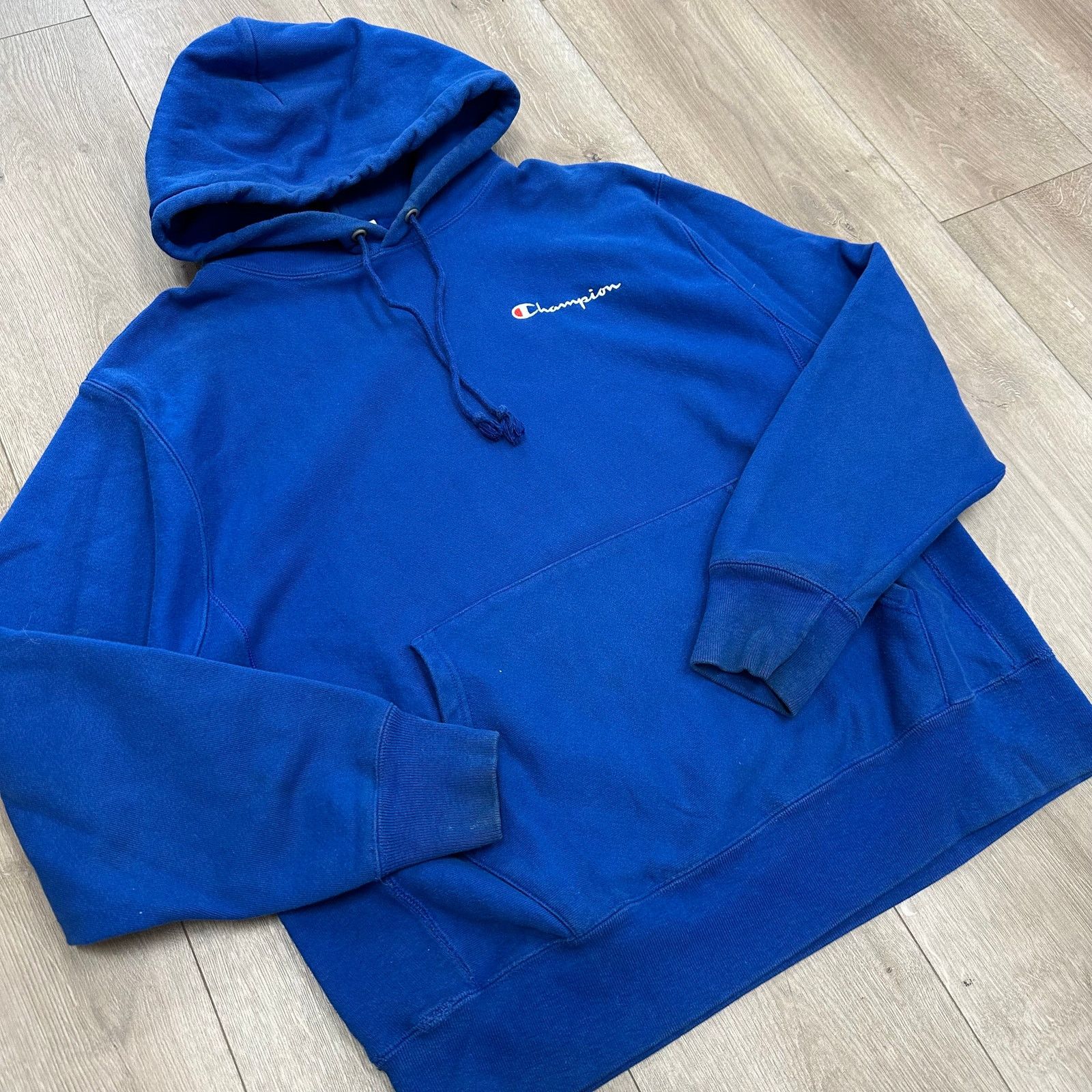Champion vintage blue Champion reverse weave script Hoodie Sweater Size US L / EU 52-54 / 3 - 2 Thumbnail