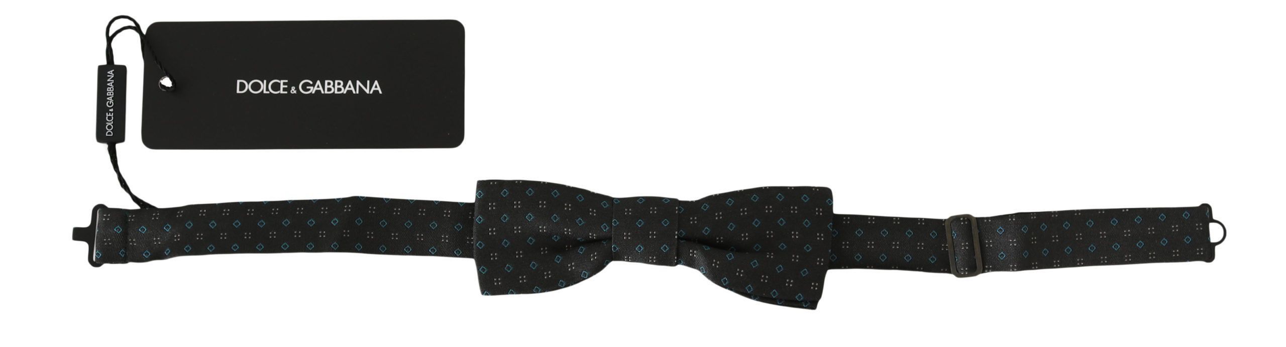 Dolce & Gabbana Elegant Gray Silk Patterned Bow Men's Tie Size ONE SIZE - 1 Thumbnail